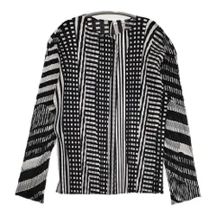 PLEATS PLEASE ISSEY MIYAKE 総柄 プリーツ ボタンレス カーディガン P33-JO852 サイズ3 ジャケット ブラック ホワイト レディース プリーツプリーズ【中古】6-0317M♪のサムネイル
