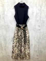 ZARA ザラ ベルト付き レオパード アニマルプリントコンビネーションドレス ワンピース sizeXS/黒 ■◆ レディース