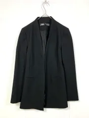 ZARA ザラ ノーカラー ブレザー ノーラペル テーラード ジャケット sizeM/黒  ■■ レディース