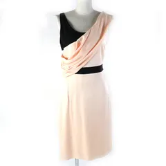 【ドンドン見直し】未使用品△LANVIN ランバン バイカラー ノースリーブ ドレス ワンピース 裏地シルク100％ ピンクベージュ ブラック 36 フランス製 正規品 レディース オススメ◎ 定価316,800円