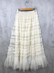 paravion パラビオン ウエストゴム ボリューム レースチュールティアード スカート sizeF/アイボリー ■■ レディース
