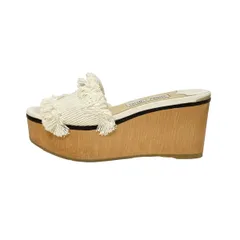JIMMY CHOO(ジミーチュウ) サンダル 36 レディース - アイボリー ウェッジソール コットン