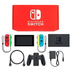 【中古】ニンテンドースイッチハード Nintendo Switch本体 カラーカスタマイズ [2019年8月モデル]/Joy-Con(L)レッド(R)ネオンブルー/Joy-Conストラップ：ネオングリーン/ネオンイエロー