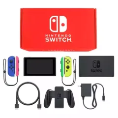 【中古】ニンテンドースイッチハード Nintendo Switch本体 カラーカスタマイズ /Joy-Con(L)ブルー(R)ネオンイエロー/Joy-Conストラップ：ネオンピンク/ネオングリーン
