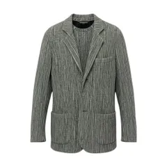 73c31 EMPORIO ARMANI エンポリオアルマーニ セットアンサンブル テーラードジャケット 半袖カットソー ストレッチ エンボス加工 Sサイズ グレー系 メンズ 男性用u02tのサムネイル