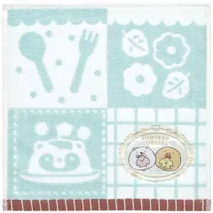 【新品】タオル・手ぬぐい しろくま＆ふろしき＆とんかつ＆えびふらいのしっぽ たぬきのまんまるレストランテーマ ミニタオル 「すみっコぐらし」