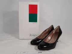 GINZA Kanematsu 銀座かねまつ パンプス パテントレザー エナメル 紺 ネイビー コーンヒール 221/2 22.5cm 【J84】