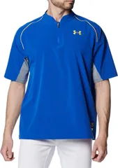 アンダーアーマー UNDER ARMOUR 野球&ソフトボール UA ヤード ケージ ジャケット メンズ 半袖トップス 通気性 伸縮 ストレッチ性 クラブ トレーニング 刺繍ロゴ入り 名前タグ付き  1384742 400 TEAMROYAL/TAXI