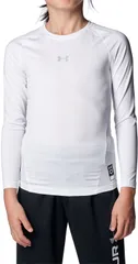 アンダーアーマー UNDER ARMOUR 野球 UAヒートギアアーマー コンプレッション ロングスリーブ クルーネック シャツ ボーイ キッズ 子ども 長袖 アンダーシャツ インナー トレーニング あんだーあーまー  1384752 100 WHITE