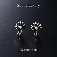 シルバー925 クロス ピアス 両耳 CZダイヤ 十字架 メンズ レディース ユニセックス スタッドピアス ゴシック ロック パンク ストリート おしゃれ 69