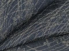 大人の単着物小紋着物青海波文様紺色正絹バチ衿波柄ダークネイビー織の 