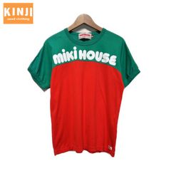☆MIKI HOUSE ミキハウス☆ピタTシャツ☆Mサイズ☆バックデカロゴ☆青