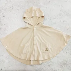 gelato pique ジェラートピケ フード付き ポンチョ パイル地 タオル地 クマ ベビー ベージュ 80サイズ ◎_□〇