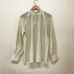 美品 グリーンレーベルリラクシング シアーワッシャーギャザーブラウス スタンドカラー ボリューム袖 ナイロンレーヨン ラグランスリーブ シアートップス オフホワイト FREE