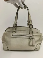 【中古品】 COACHコーチ レザー ハンドバッグ ペブルドレザーサッチェル 5031 白ホワイト 肩掛け 手提げ バッグかばん 現状品