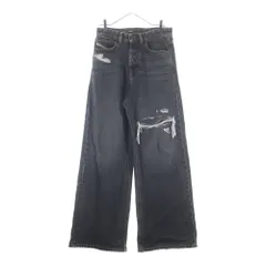 DIESEL (ディーゼル) D-RISE ダメージ加工 007F6 W26 L30 ワイドデニム ブラック