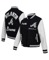 プロスタンダード レディース アウター ジャケット・ブルゾン ウール Pro Standard Womens Black Atlanta Braves Cultivated Pearls Rib Wo