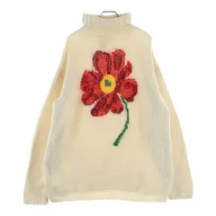 Yohji Yamamoto POUR HOMME (ヨウジヤマモト プールオム) 95AW Red Daisy Floral Turtleneck フラワー刺繍 タートルネック ニットセーター ホワイト HE-K31-198のサムネイル