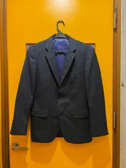 Y【Y4-37】◇TAKAQ　Stye  Order　サイズ不明　テーラードジャケット　紺色　チェック柄　メンズのサムネイル