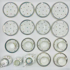 【中古】Augarten/アウガルテン/ビーダーマイヤー/カップ&ソーサー/6客/約19.5cm プレート/2枚/約16.7cmプレート/6枚/ティーポット/クリーマー/シュガーポット/現状品