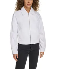 リーバイス レディース アウター ジャケット・ブルゾン デニム ジャケット Levis Womens Western ZipFront Denim Bomber Jacket White Denimのサムネイル