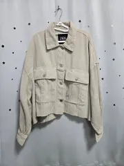 ザラ コーデュロイ クロップド ジャケット アイボリー XS