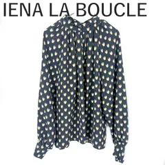イエナラブークル IENA LA BOUCLE ブラウス フクロウ柄 バルーンスリーブ ハイネック ネイビー イエローのサムネイル