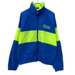 USA製 HIGH FIVE Sportswear ナイロンジャケット LARGE ブルー イエロー ジップアップ ワンポイント刺繍 スポーティー 春物 a803-6679