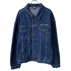 デニムジャケット 2XL インディゴブルー ボタン 胸ポケット コットン ロゴ刺繍 アメカジ アウター 春物 a803-6717