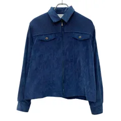 alfred dunner コーデュロイジャケット S～ ブルー ジップアップ ニット切替 ブルゾン 短丈 コーズ ブルゾンジャケット 春秋物 a803-6734