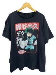 古着  MY HERO ACADEMIA 僕のヒーローアカデミア アニメTシャツ プリント 海外オフィシャル 緑谷出久 XL ブラック メンズ/028