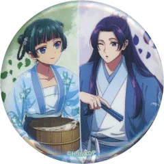 【中古】バッジ・ピンズ 猫猫＆壬氏(B/背景緑/紫×白) 「薬屋のひとりごと 描き下ろし 水遊びver. トレーディンググリッター缶バッジ」