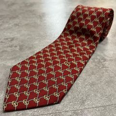 M05/014 GUCCI グッチ シルクジャガードネクタイ レッド - メルカリ