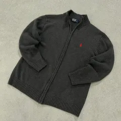 ポロラルフローレン ニット ジップアップ カーディガン チャコール L
