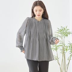 本日限定！【美品】 配色 チェック ソリッド ハシゴレース ピンタック