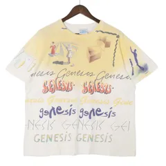 90年代 USA製 GENESIS ジェネシス オールオーバープリント 半袖Ｔシャツ バンド ホワイト(メンズ XL)中古 古着 A5039のサムネイル