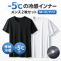 メンズ インナー 接触冷感 Tシャツ 2枚セット 黒 白 半袖 吸汗速乾 防臭 涼感 下着 夏用 肌着 大きいサイズ M L XL