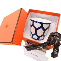 ≪値下げ≫ 【中古】HERMES エルメス キャンドルカップ ブルーダイユール デザートカップ 白・紺 陶器 鍵刻印 W11 海外限定 テーブルウェア 陶器 A2500808【無料ギフトラッピング承ります】のサムネイル