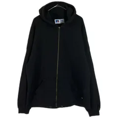 90年代 USA製 RUSSELL ATHLETIC ラッセル フルジップ スウェット パーカー ブラック(メンズ XL)中古 古着 X6833