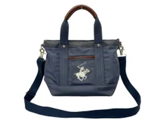 POLO CLUB (ポロクラブ) ハンドバッグ トート 2WAY キャンバス地 レザー ポニー刺繡 ブルー系 レディース/104