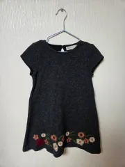 ザラ キッズ 花刺繍 ニット ONE PIECE グレー 120