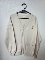 SOIE ベージュ クマ刺繍カーディガン 165