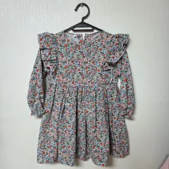 女の子 フラワー フリル 長袖 ONE PIECE 11号