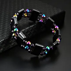 天然石ブレスレット ブラックオニキス レインボータイガーアイ ハンドメイド 手作り メンズ レディース フリーサイズ 調整可能 重厚感 個性的 アクセサリー  SSP278