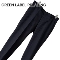 GREEN LABEL RELAXING グリーンレーベルリラクシング ネイビー ストライプ スラックス パンツ ポリエステル ウール 38 Mサイズ相当 レディース 上質素材 ビジネス フォーマル 0001305OC