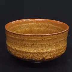 茶道具 抹茶茶碗 茶器 陶器 和食器 飴色×釉薬 A2YY3-33