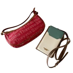 Samantha Thavasa サマンサタバサ ハンドバッグ スマホショルダー セット レディース ピンク ホワイト ベージュ ロゴ入り レザー コンパクトバッグ ミニバッグ