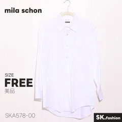 美品 mila schon トップス 織り柄 ストライプ レギュラーカラー 胸ポケット付き　バックロング 長袖シャツのサムネイル