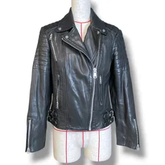 ALL SAINTS オールセインツ ジャスパーレザーバイカージャケット ライダース 牛革 黒 ブラック サイズ38 レディース 春 秋 ゴーゴー古着久喜倉庫13 No.ナイロン溝593のサムネイル