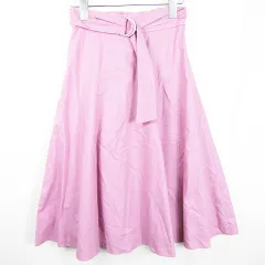 プロポーション ボディドレッシング PROPORTION BODY DRESSING フレア スカート ミモレ丈 ベルト付き コットン 2 ピンク kz10359